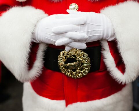 person in red and white santa claus costume
