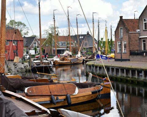 a harbor filled with lots of wooden boats