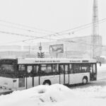 bus covered in snow