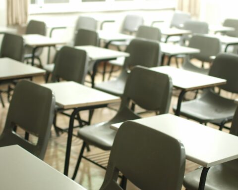 white table with black chairs